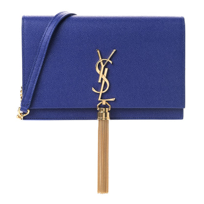 Saint Laurent Grain De Poudre Classic Monogram Kate Tassel Chain Wallet Saphir Bleu 1 of 4