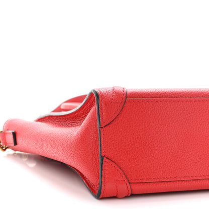 Celine Drummed Calfskin Nano Luggage Red 8 of 10