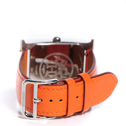 Hermes Stainless Steel Swift 30.5mm Heure H Hour Quartz Watch Orange 10 of 11