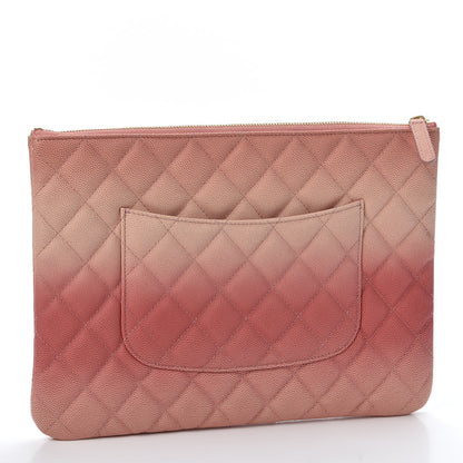 Chanel Caviar Quilted Ombre Medium Cosmetic Case Coral 2 of 9