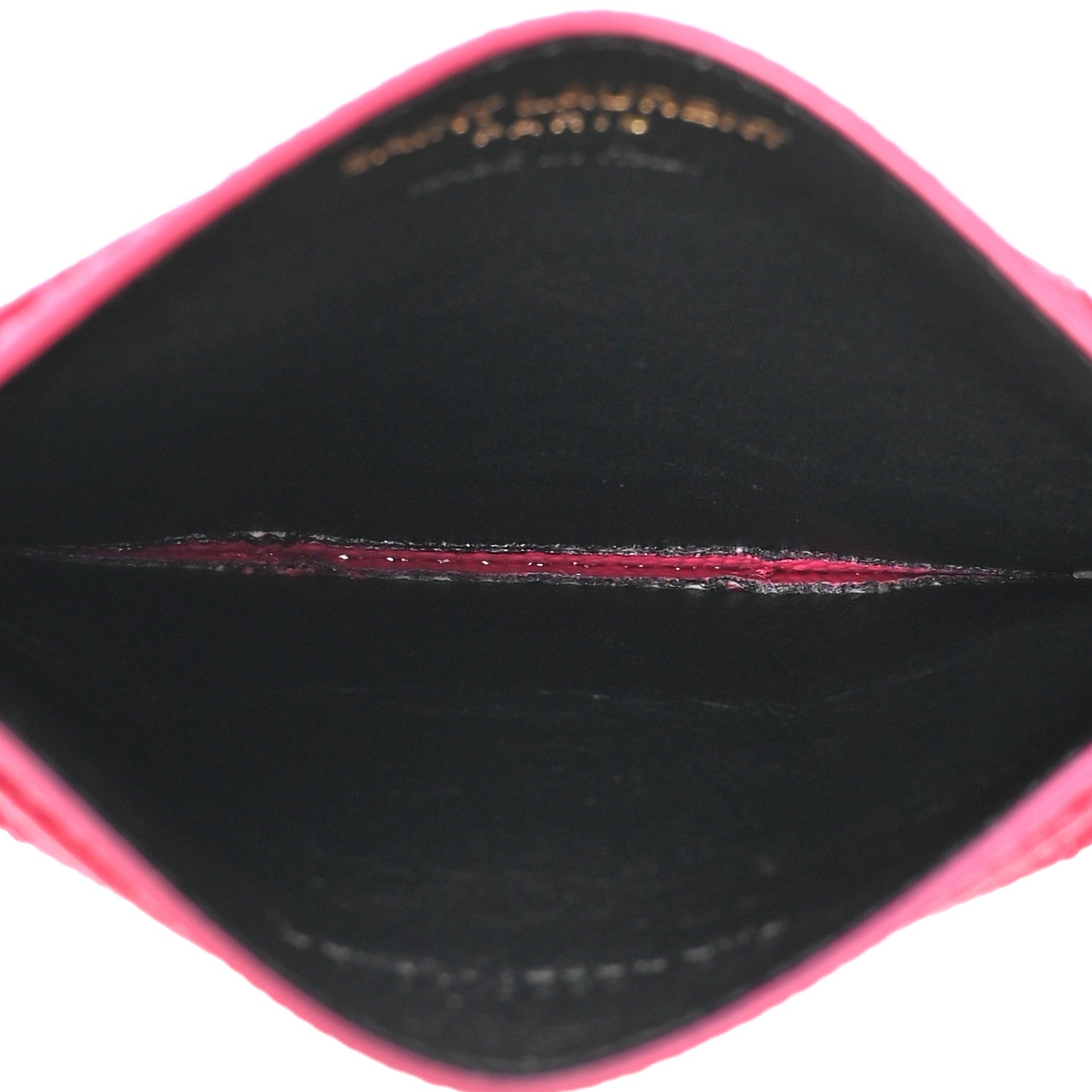 Saint Laurent Grain De Poudre Matelasse Chevron Monogram Credit Card Case Fresh Fuxia 5 of 8