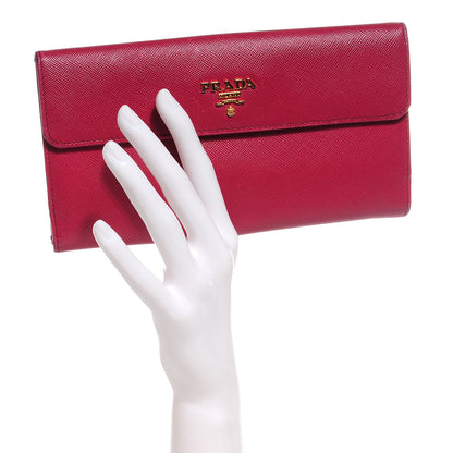 Prada Saffiano Metal Continental Wallet Ibisco 2 of 9