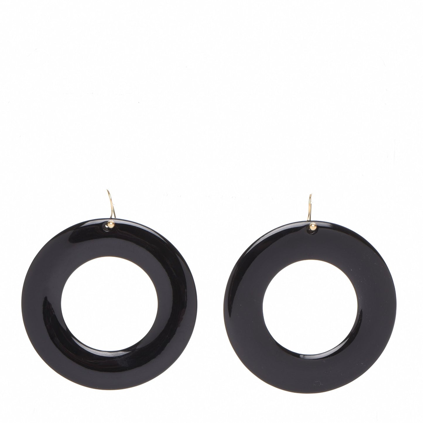 18K Yellow Gold Lacquer Large Elsa Peretti Sevillana Earrings Black