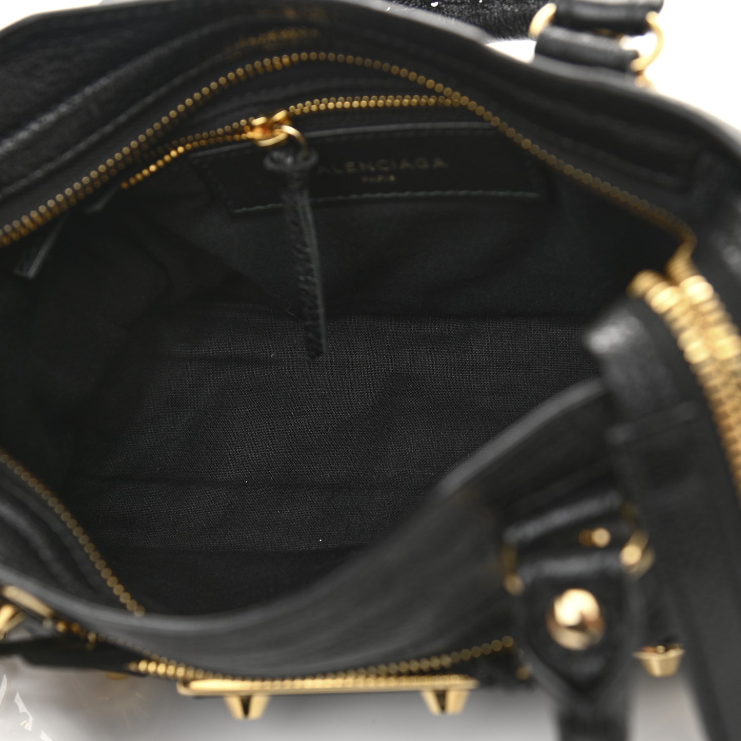 Chevre Gold Metallic Edge Hardware Mini City Black