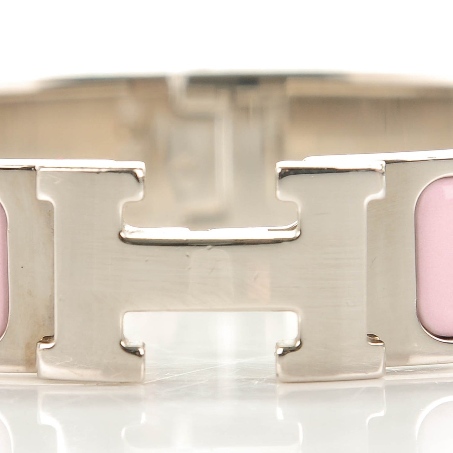 Enamel Narrow Clic Clac H Bracelet PM Rose Poudre
