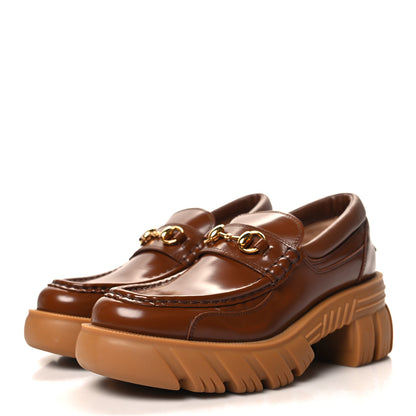 Gucci Magnum Calfskin Nappa Samoa Womens Horsebit Platform Chunky Lug Sole 40mm Loafers 39 Brown 3 of 8