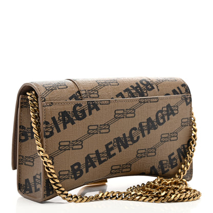 Balenciaga Coated Canvas BB Monogram Allover Logo Hourglass Chain Bag Beige Brown Black 3 of 9
