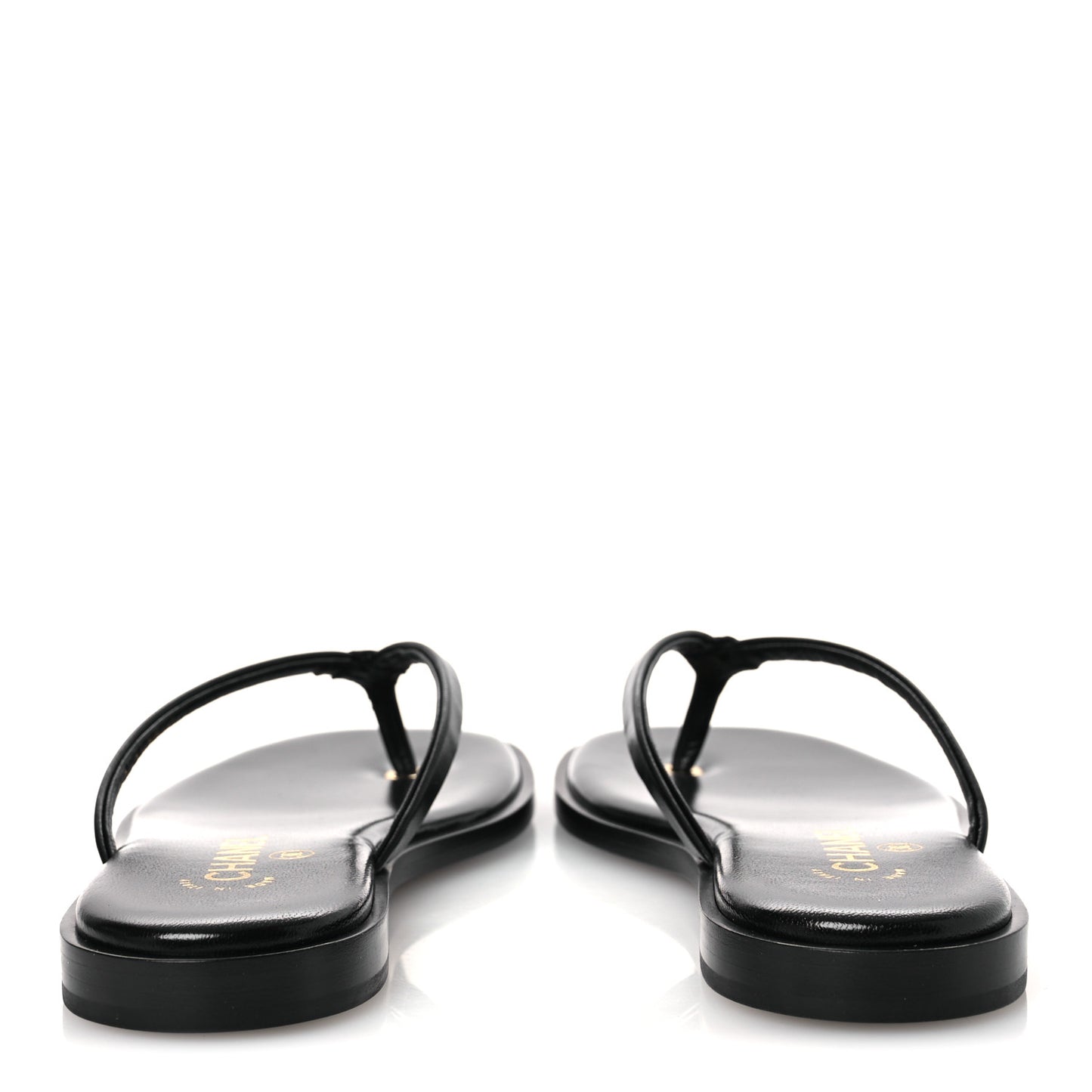 Goatskin CC Times Square Thong Sandals 38 Black