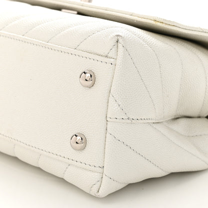 Chanel Iridescent Caviar Chevron Quilted Mini Coco Handle Flap White 10 of 14
