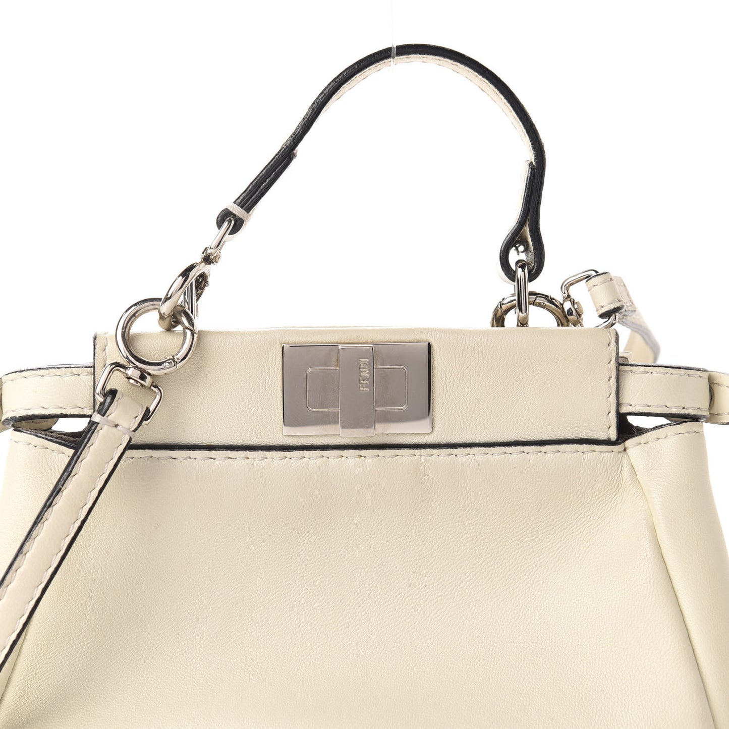 Shiny Nappa Micro Peekaboo Iconic Satchel White