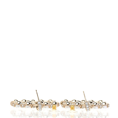 Chanel Pearl Crystal Nefertiti CC Drop Earrings Gold 3 of 5