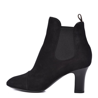 Louis Vuitton Suede Monogram Uniformes Cap Toe Chelsea 75mm Ankle Boots 37.5 Black 1 of 8
