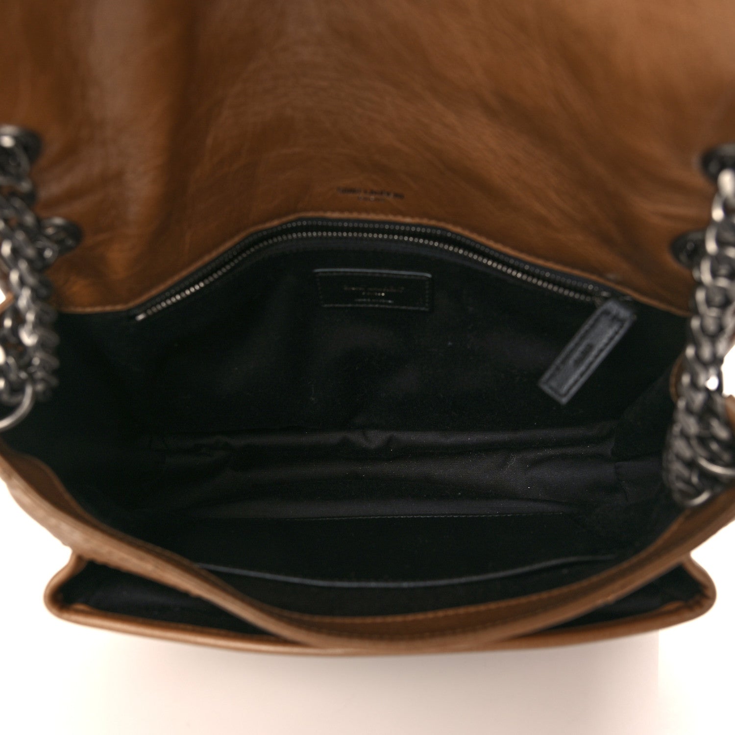Saint Laurent Crinkled Calfskin Matelasse Monogram Medium Niki Chain Satchel Caramel 5 of 9