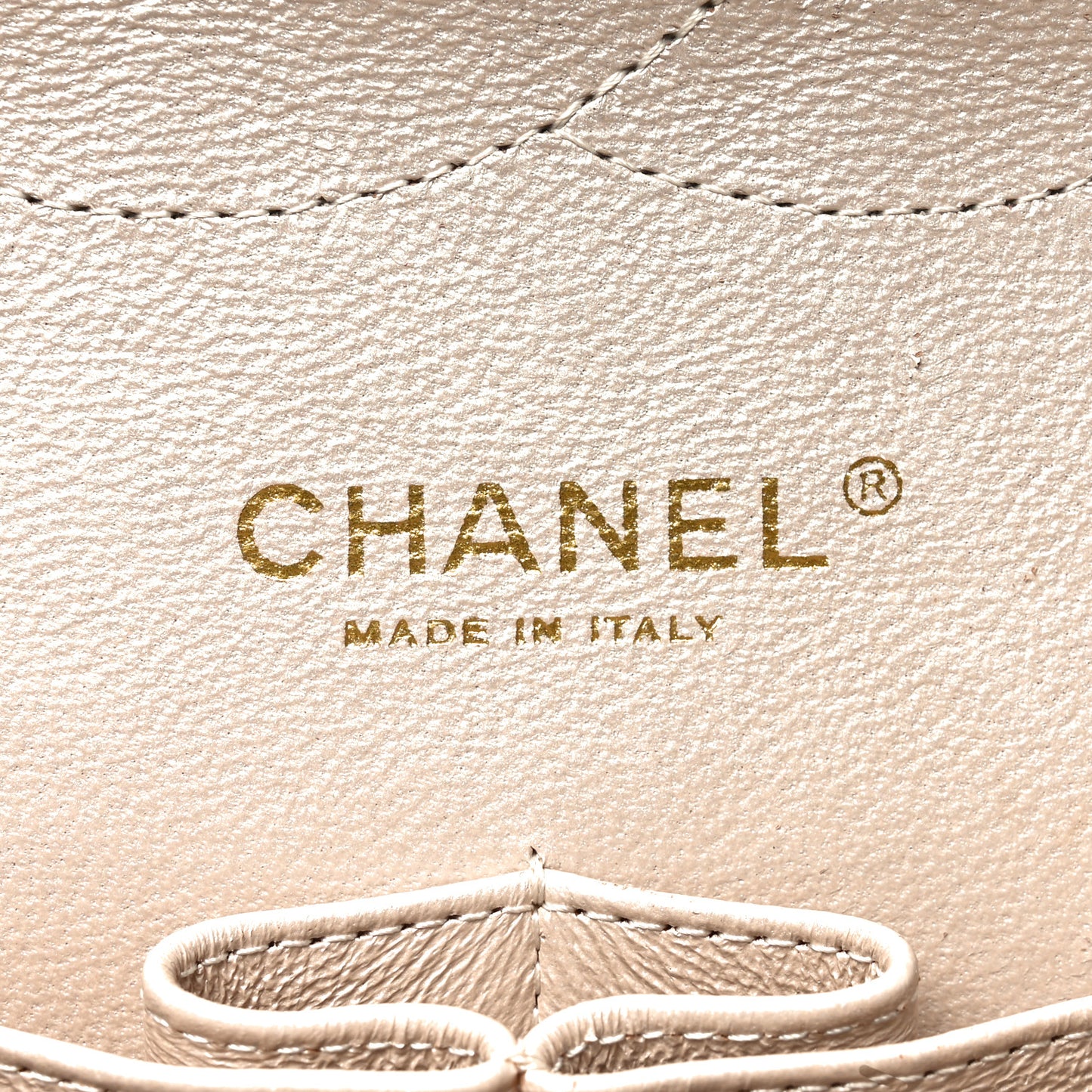 Iridescent Caviar Quilted Jumbo Double Flap Beige