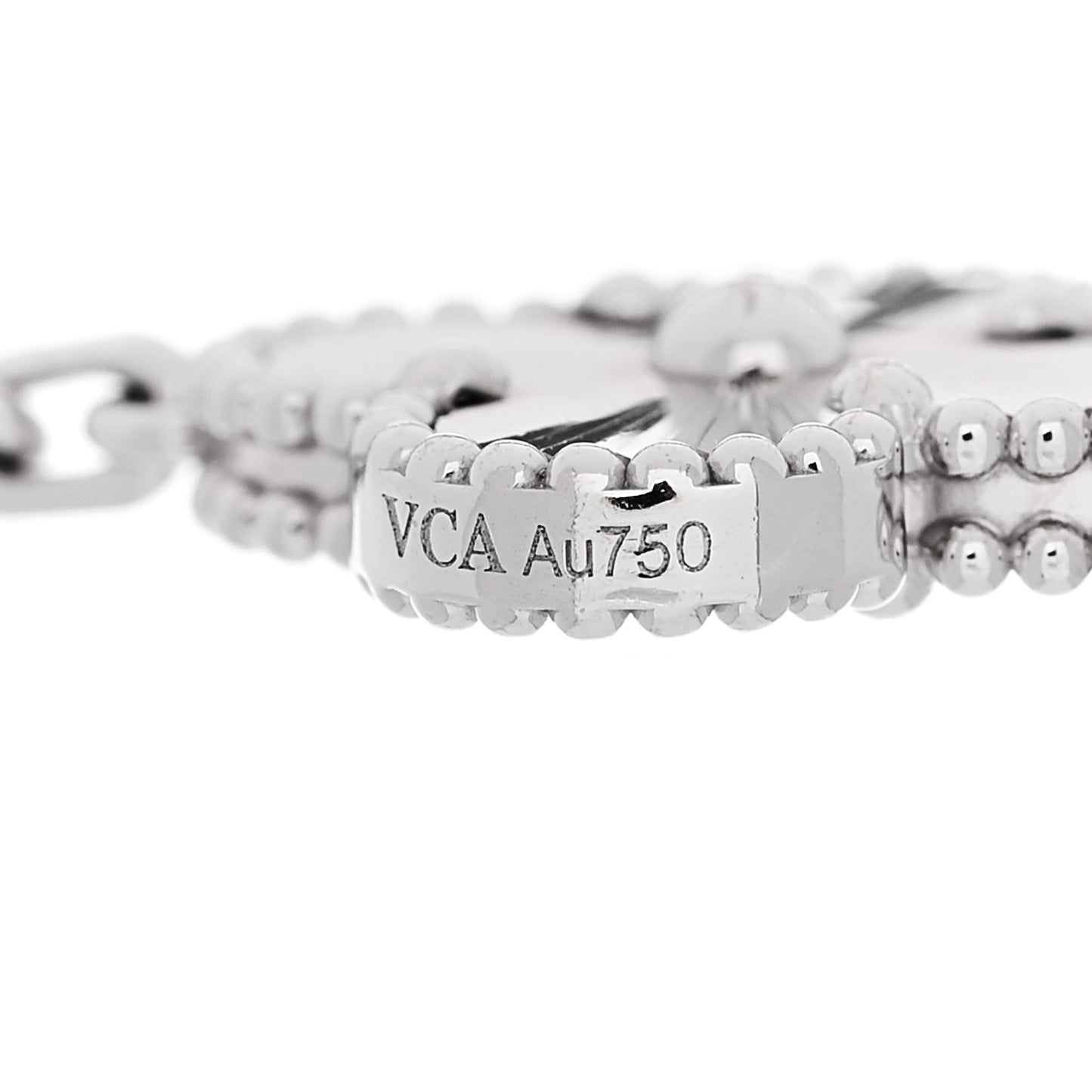 18K White Gold 5 Motifs Guilloche Vintage Alhambra Bracelet