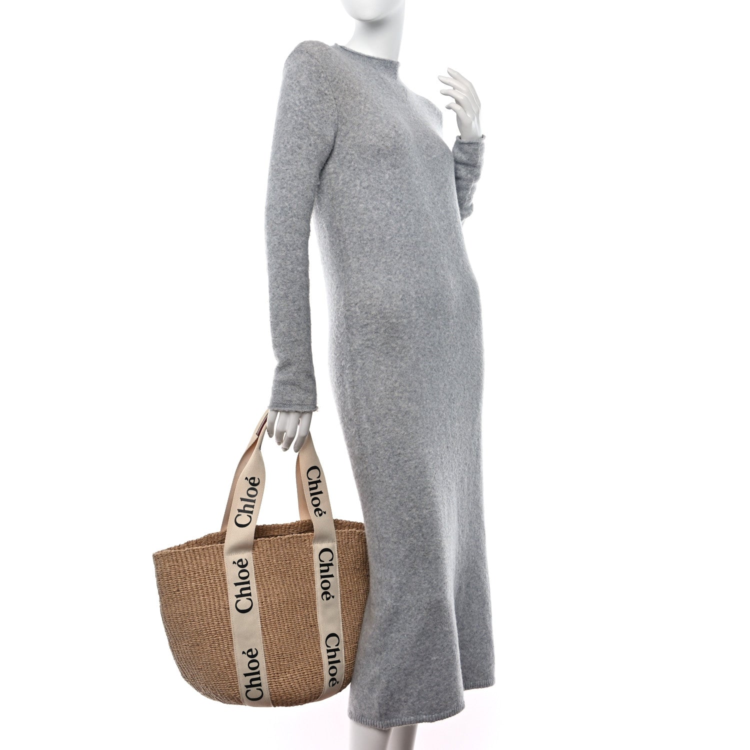 Chloe Raffia Large Woody Tote White 2 of 9