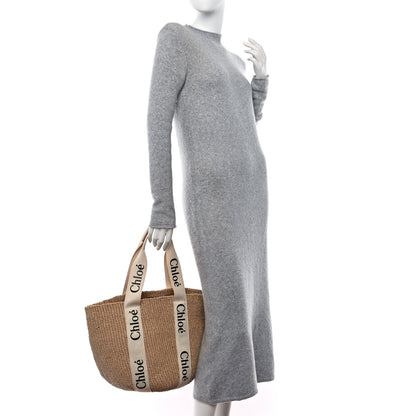 Chloe Raffia Large Woody Tote White 2 of 9
