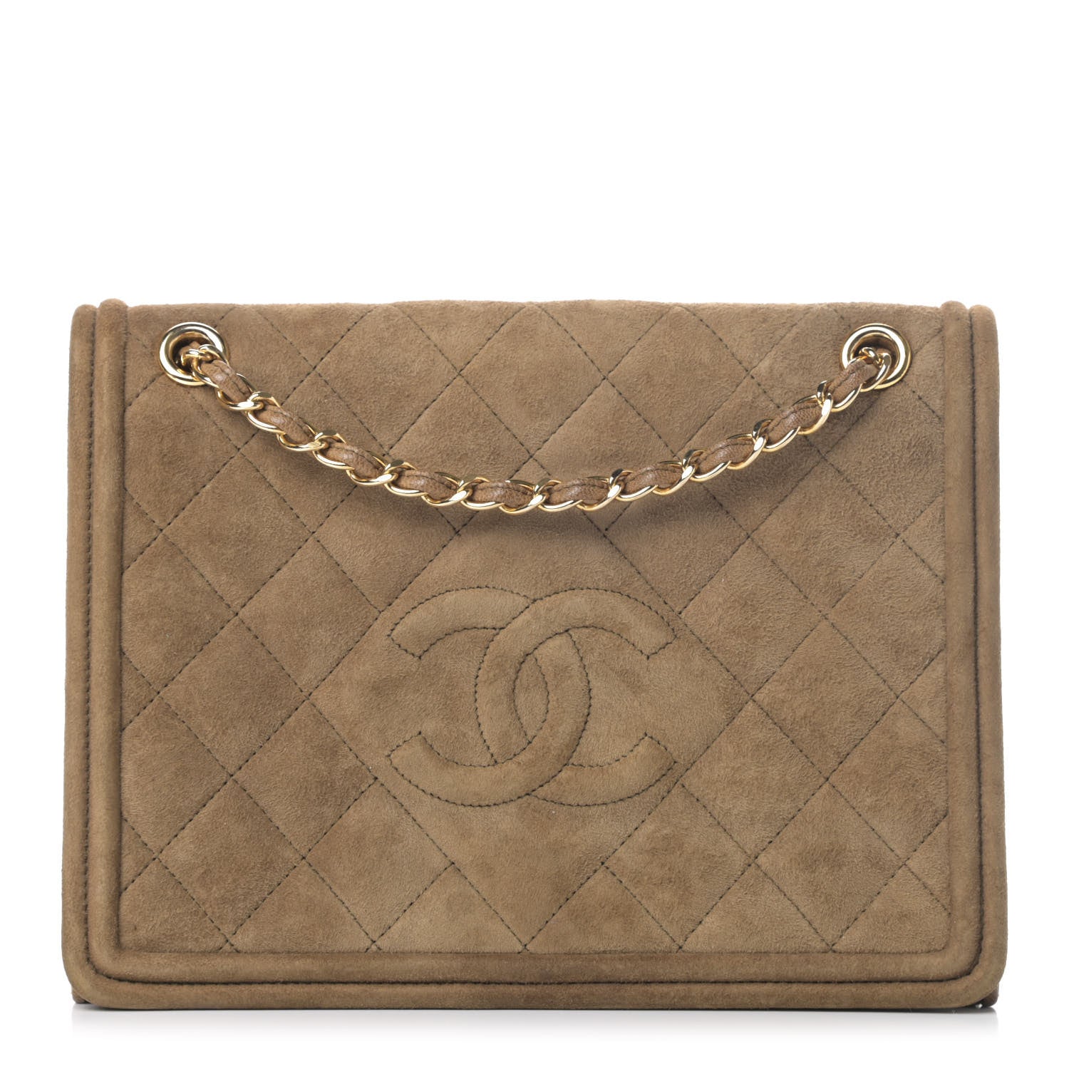 Chanel Suede Quilted CC Small Single Flap Beige 1 of 6