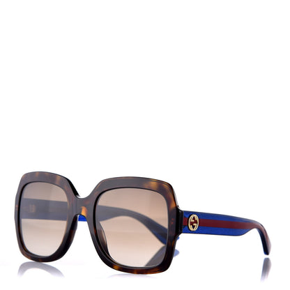 Gucci Oversize Square Web GG 0036S Sunglasses Tortoise 1 of 7