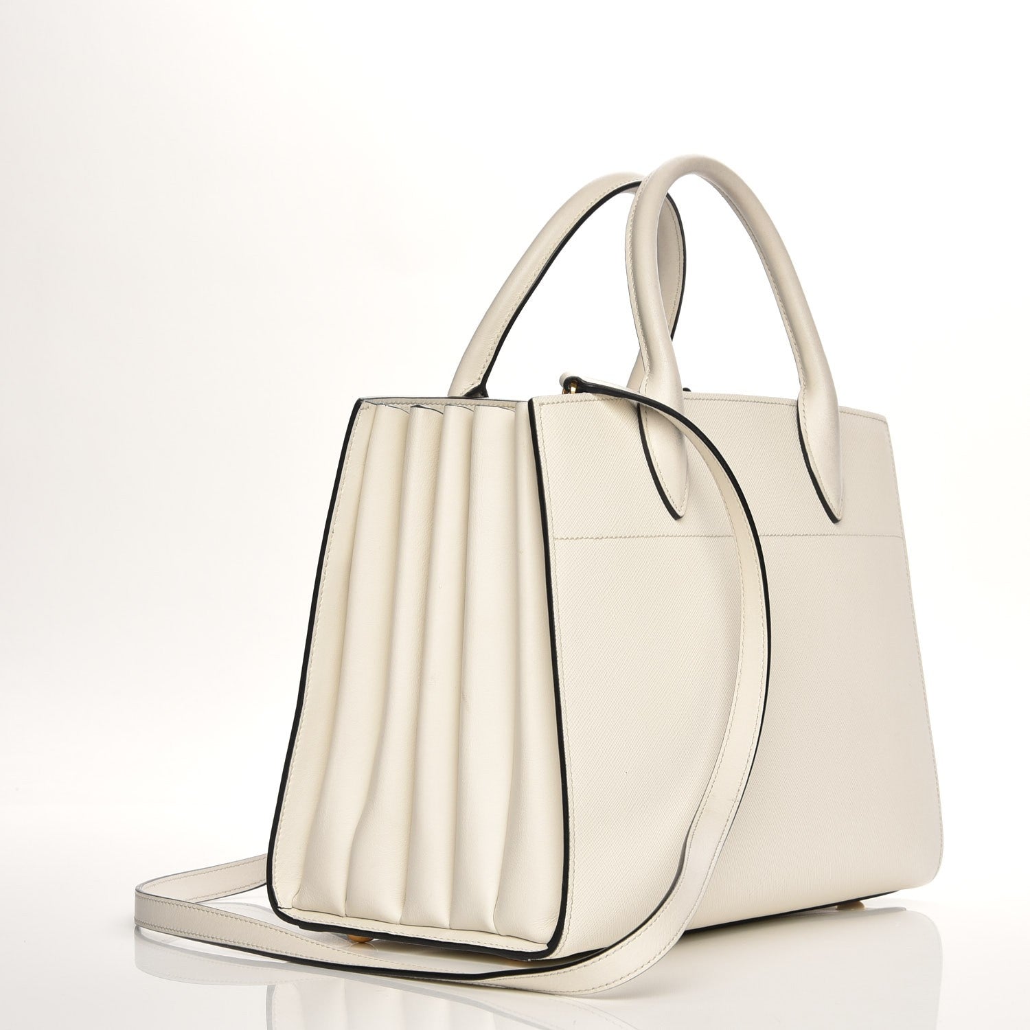 Prada Saffiano Calfskin Medium Bibliotheque Top Handle White 4 of 8