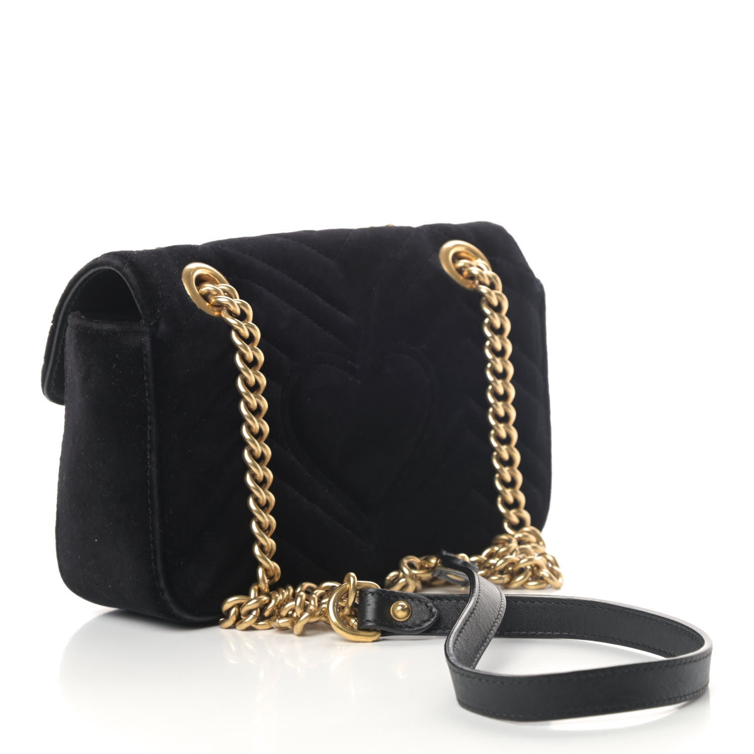 Gucci Velvet Matelasse Mini GG Marmont Shoulder Bag Black 2 of 5