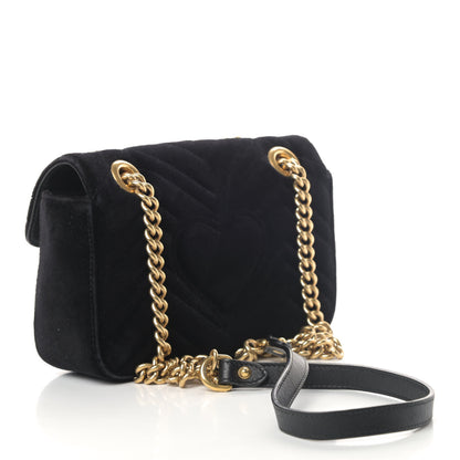 Gucci Velvet Matelasse Mini GG Marmont Shoulder Bag Black 2 of 5