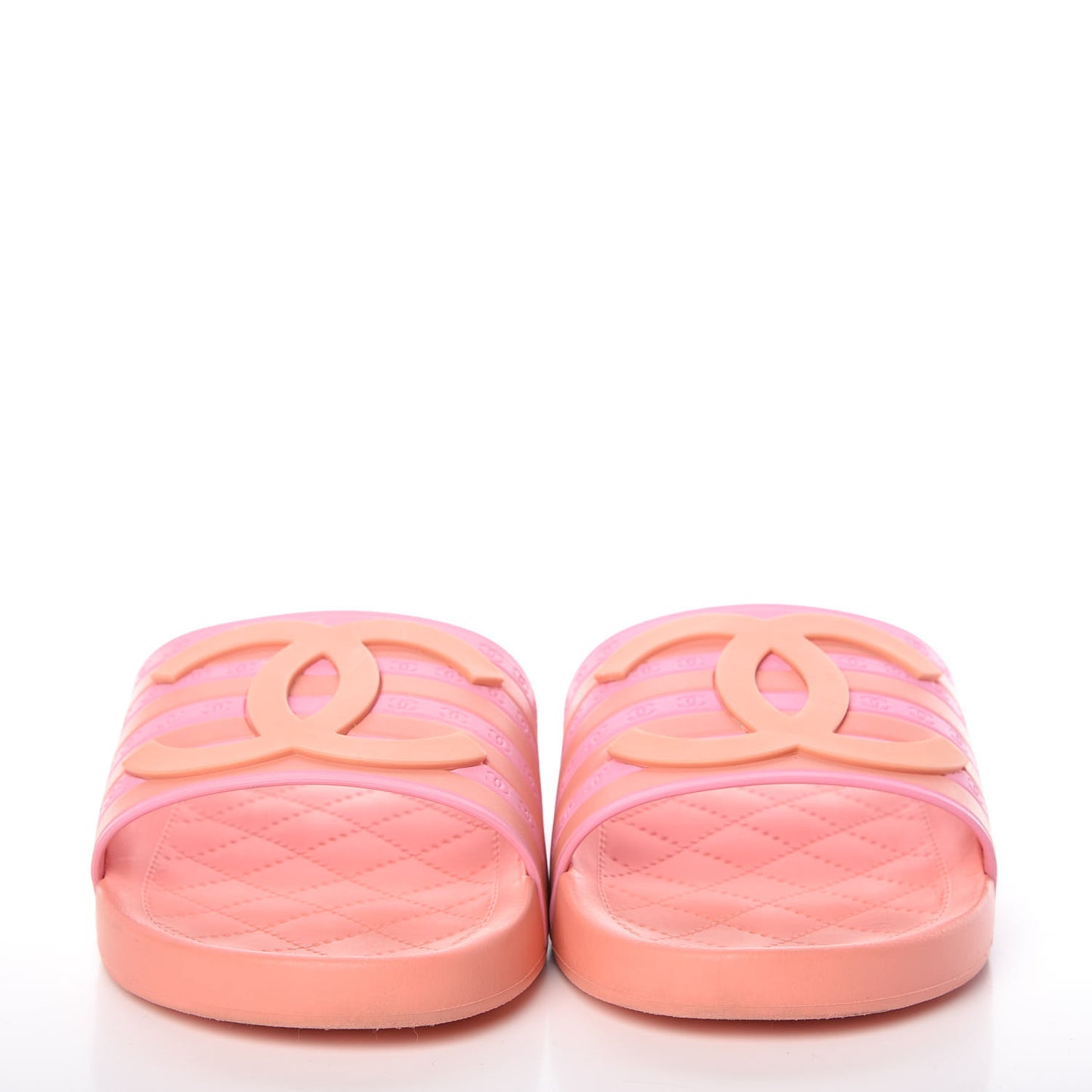 Rubber CC Flat Slide Sandals 37 Orange Pink