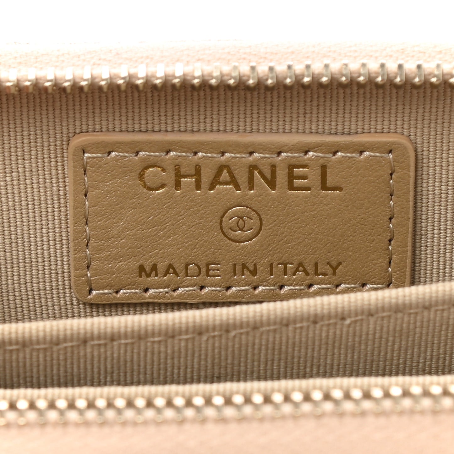 Metallic Lambskin Quilted Chanel 19 Zip Around Coin Purse Wallet Gold