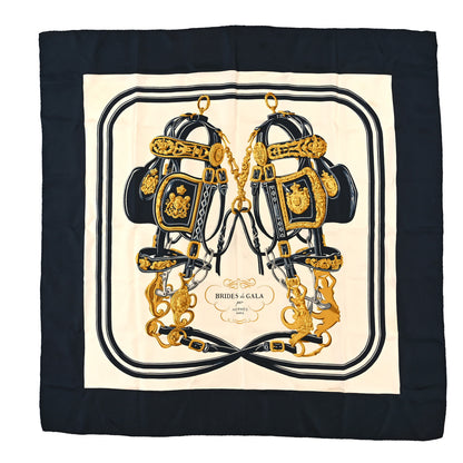 Hermes Silk Brides De Gala Scarf 90 Black Creme Gold 1 of 4