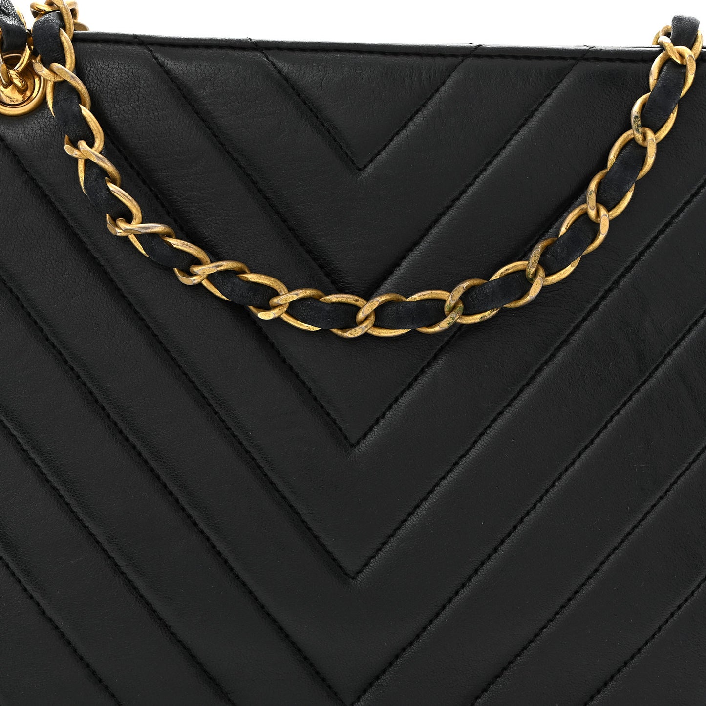 Lambskin Chevron Small Shoulder Bag Black