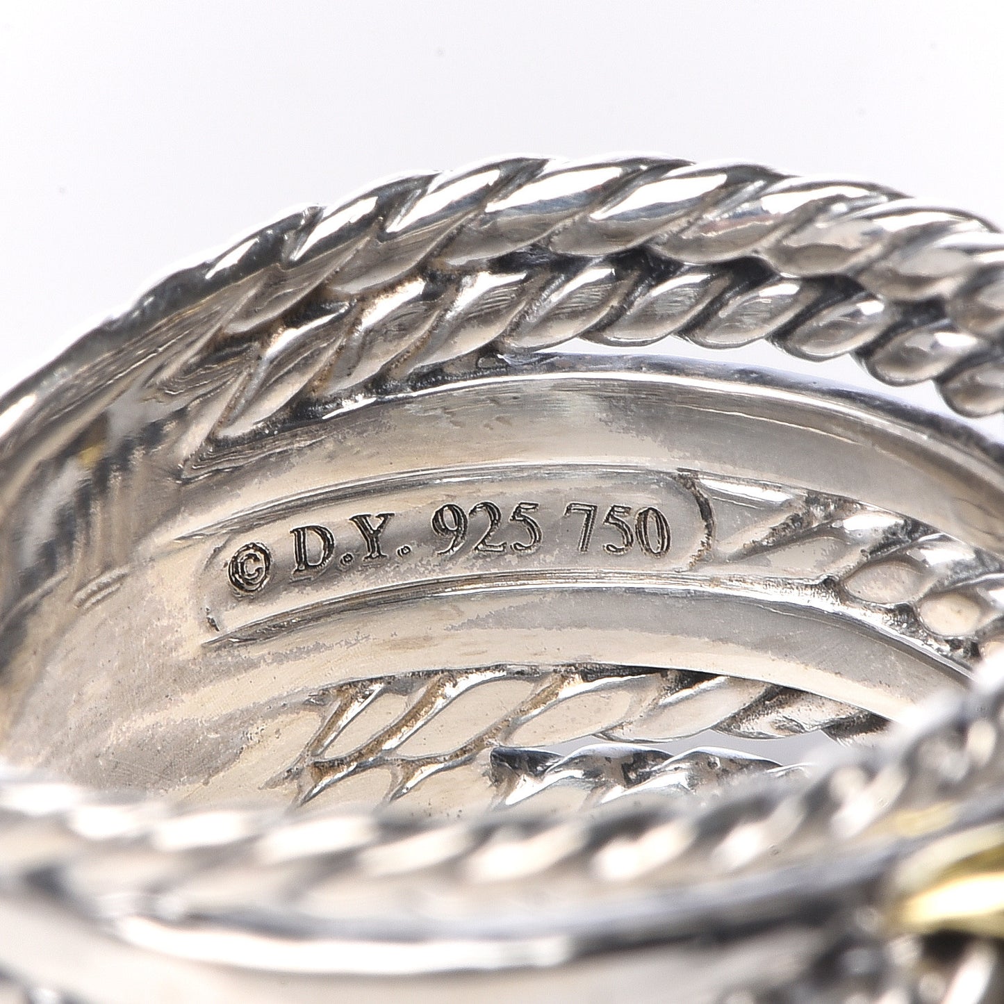 Sterling Silver 18K Yellow Gold Double X Crossover Ring 54 6.75