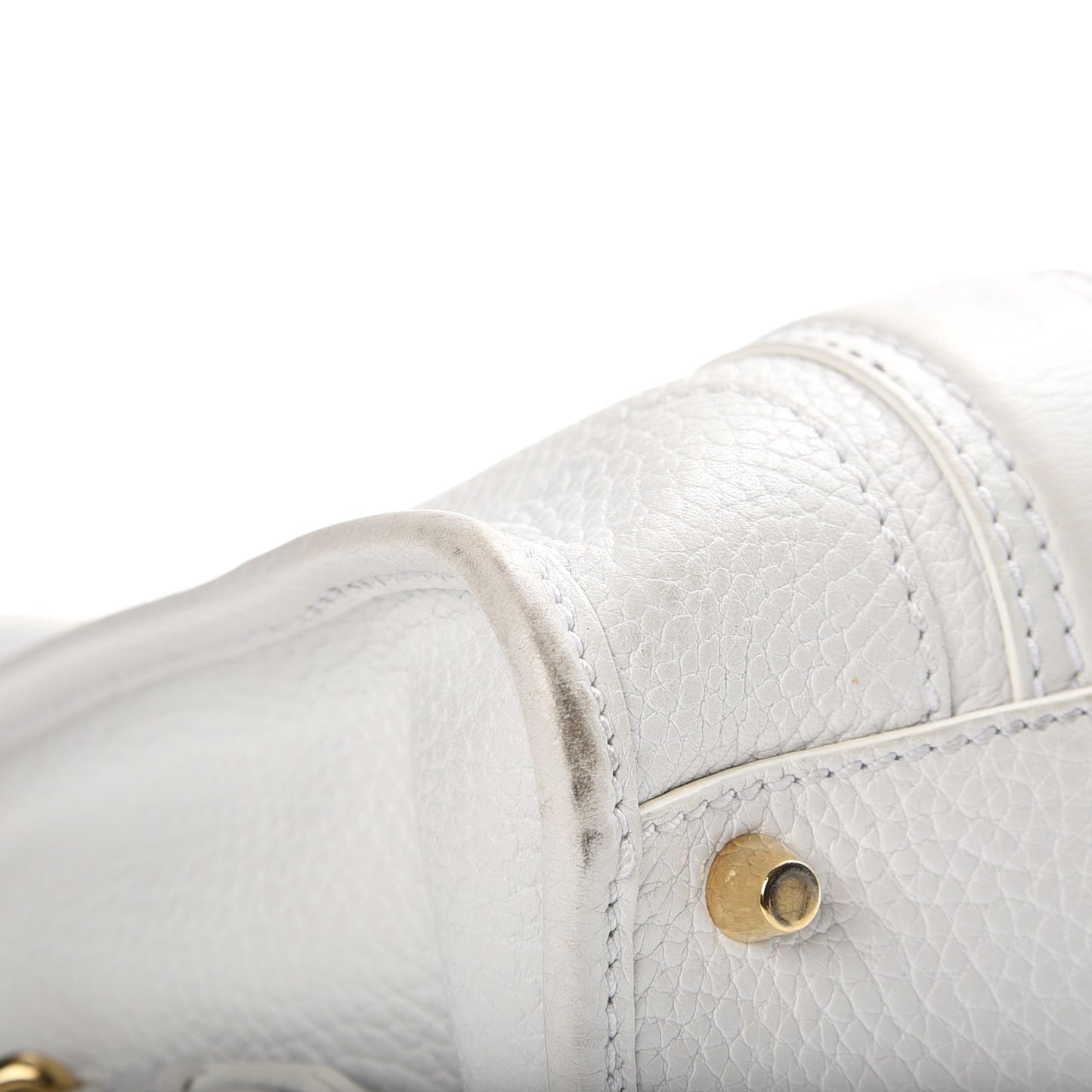 London Grainy Calfskin Medium Minford Portrait Tote White