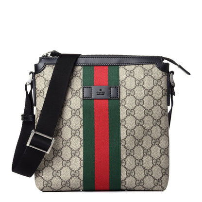 Gucci GG Supreme Monogram Web Messenger Bag Black 1 of 9