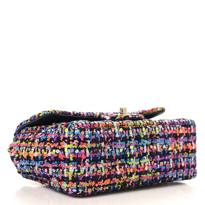 Chanel Tweed Quilted Mini Rectangular Flap Navy Blue Multicolor 4 of 11