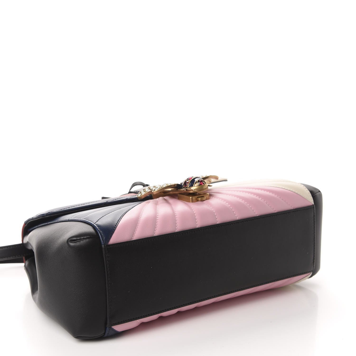 Gucci Calfskin Bamboo Trapuntata Queen Margaret Top Handle Bag Blue Agata Hibiscus Red Mystic White Sugar Pink 4 of 10