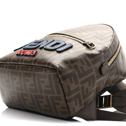 Fendi X FILA Glazed Fabric Vitello Century FF 1974 Mania Mini Backpack Mogano Panna Blueberry 9 of 9