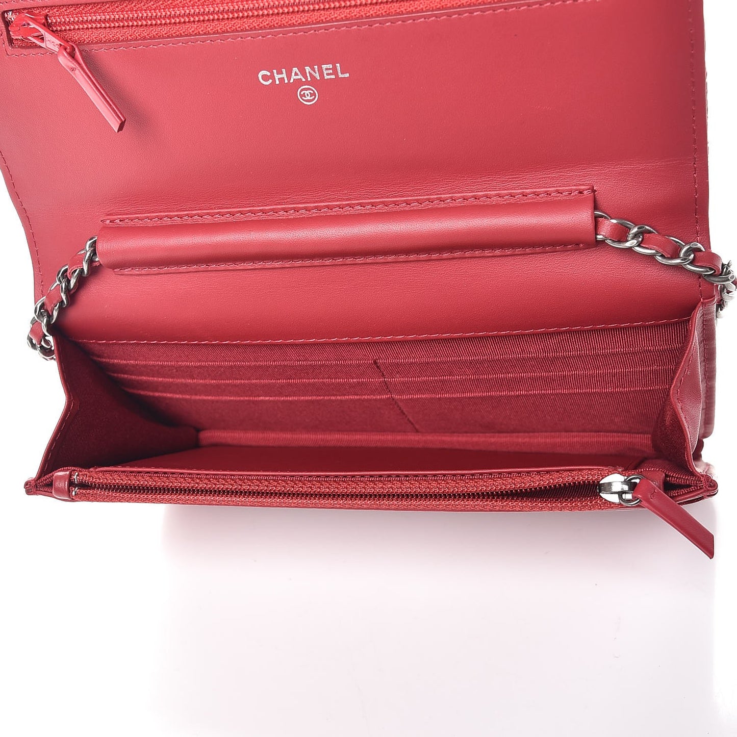 Patent Goatskin Quilted Paris Dallas Wallet On Chain WOC Dark Pink