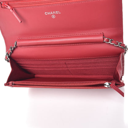 Chanel Patent Goatskin Quilted Paris Dallas Wallet On Chain WOC Dark Pink 5 of 8