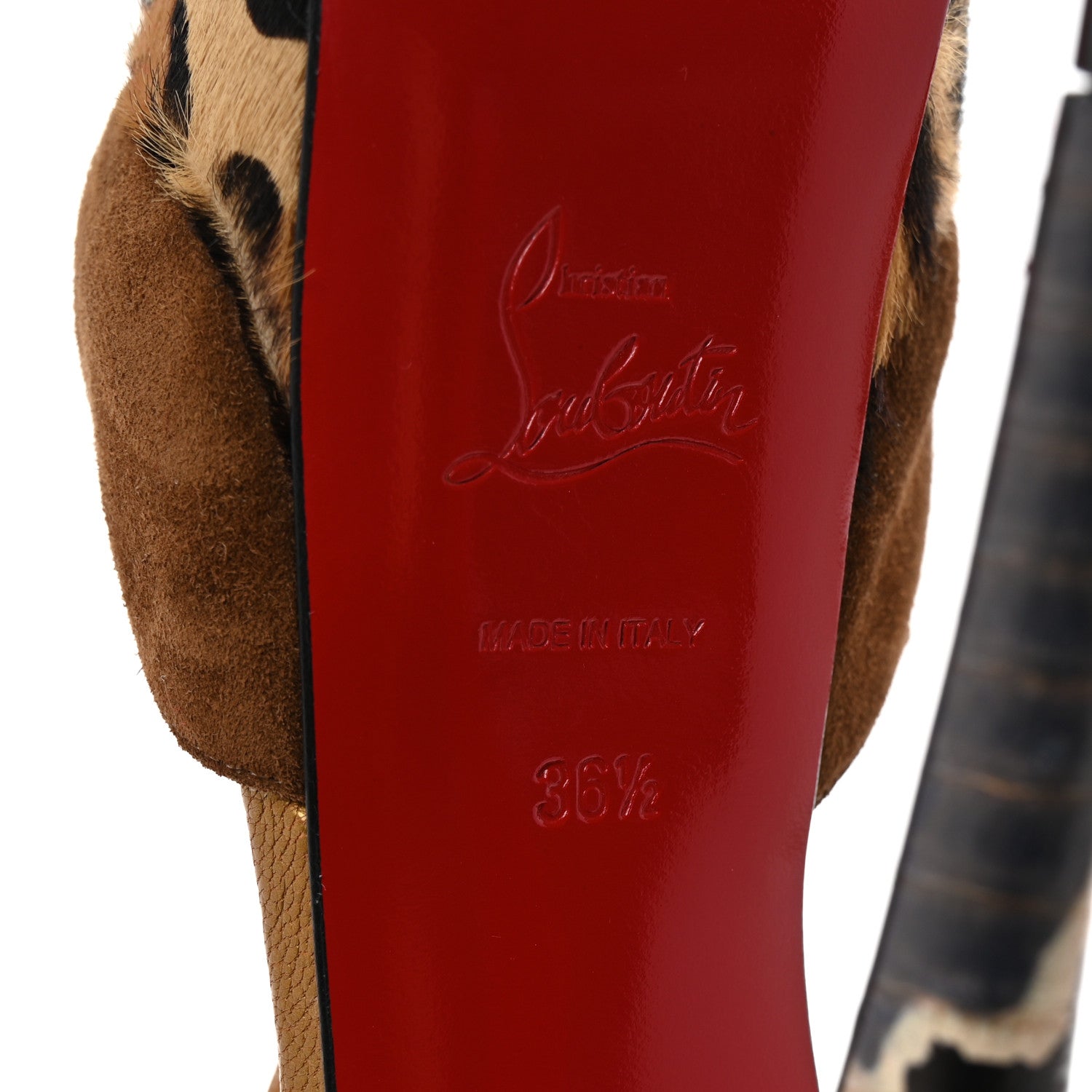 Christian Louboutin Suede Snakeskin Embossed Pony Hair Corsankle 150 Sandals 36.5 Indiana 7 of 11