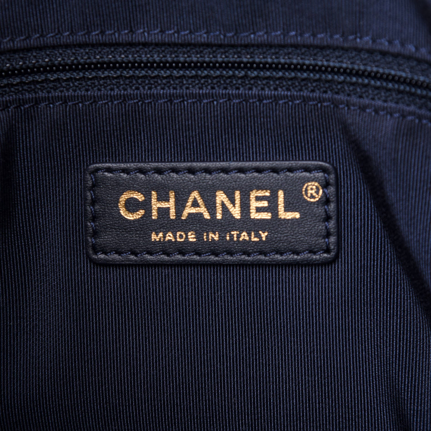 Chanel Calfskin Stitched Large Straight Lines Shopping Tote Navy 8 of 19
