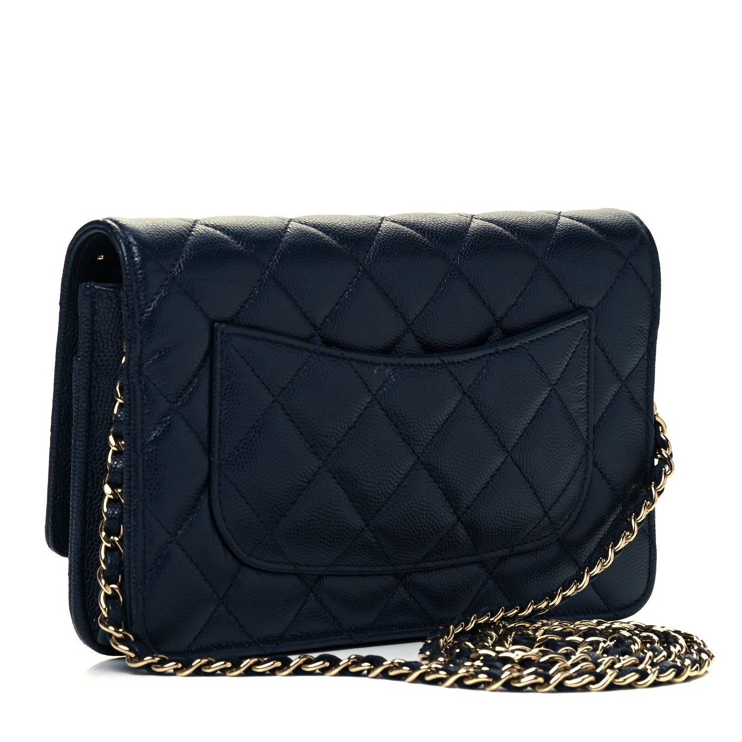Chanel Caviar Quilted Wallet On Chain WOC Navy Blue 2 of 8