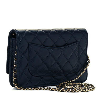 Chanel Caviar Quilted Wallet On Chain WOC Navy Blue 2 of 8