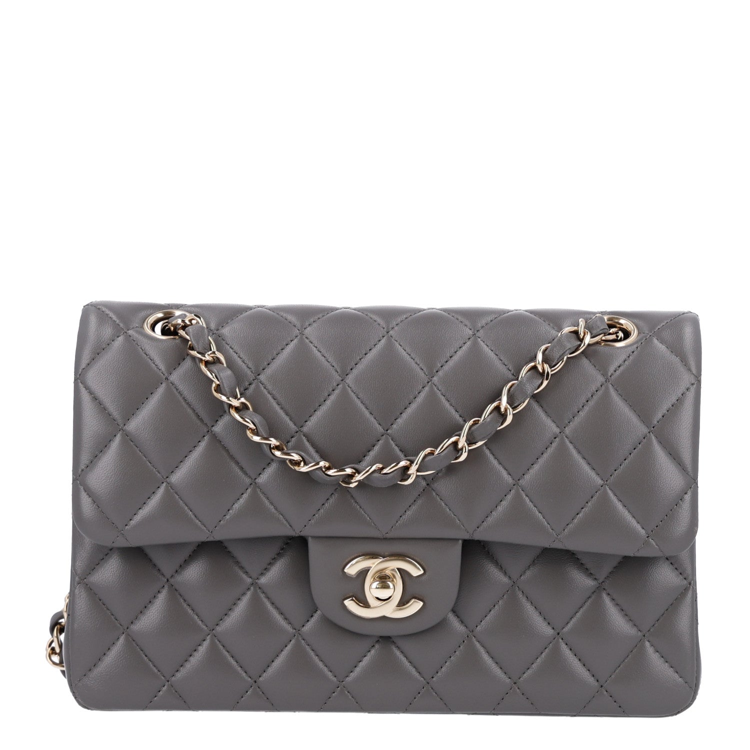 Chanel Lambskin Quilted Small Double Flap Grey 1 of 10