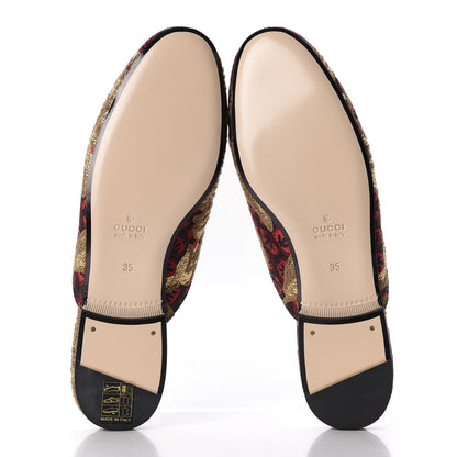 Gucci Jacquard Malaga Kid Wood Flower Womens Princetown Slippers 35 Black Camel 8 of 8