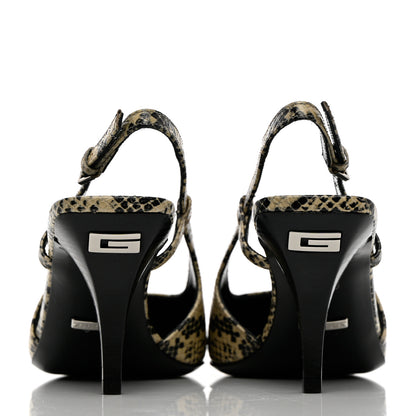 Gucci Calfskin Python Print Square G 75mm Slingback Pumps 35.5 Beige Avana 5 of 11