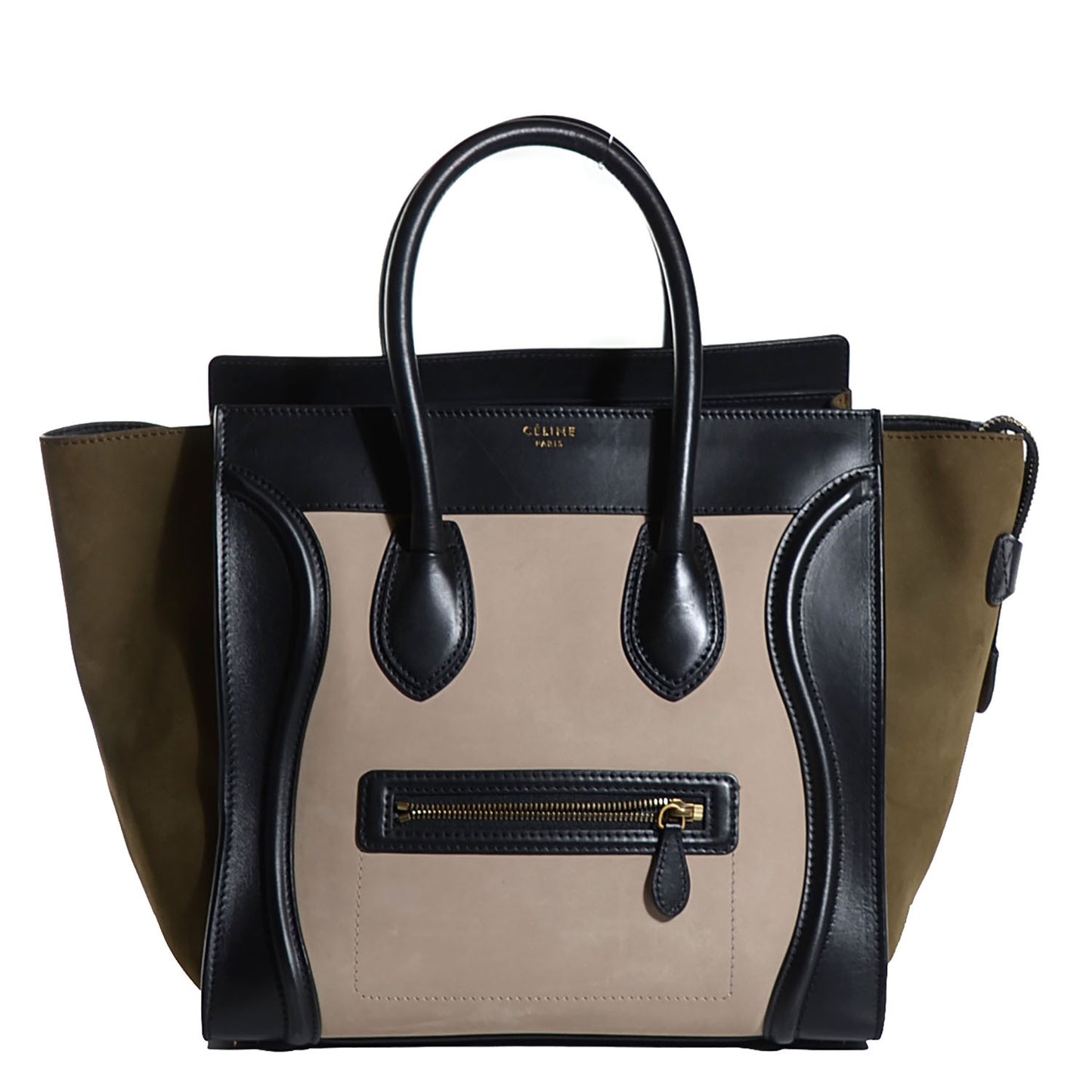 Nubuck Smooth Calfskin Mini Tri-Color Luggage Olive