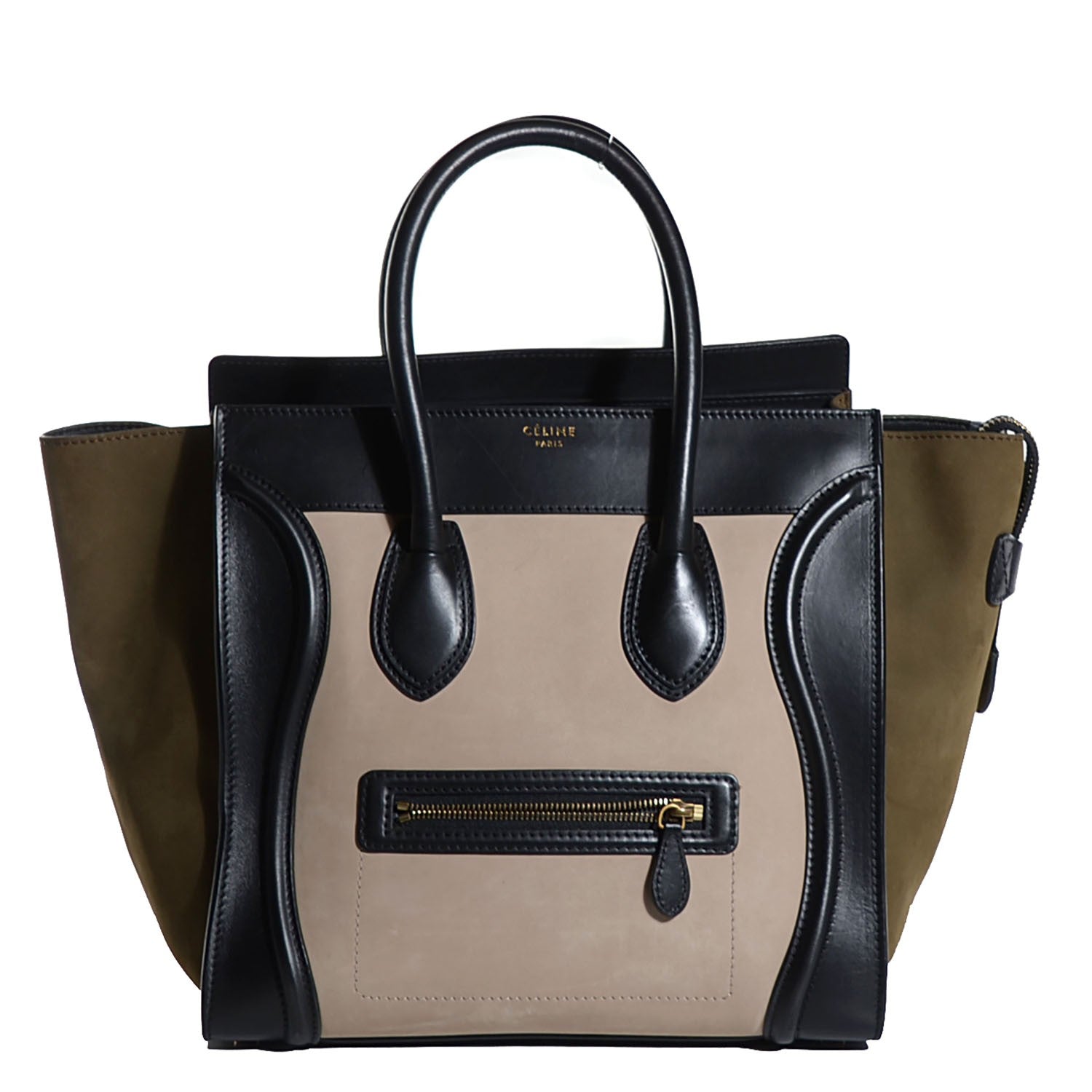 Celine Nubuck Smooth Calfskin Mini Tri-Color Luggage Olive 1 of 8