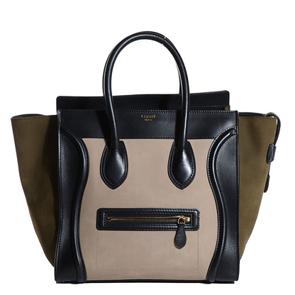 Celine Nubuck Smooth Calfskin Mini Tri-Color Luggage Olive 1 of 8
