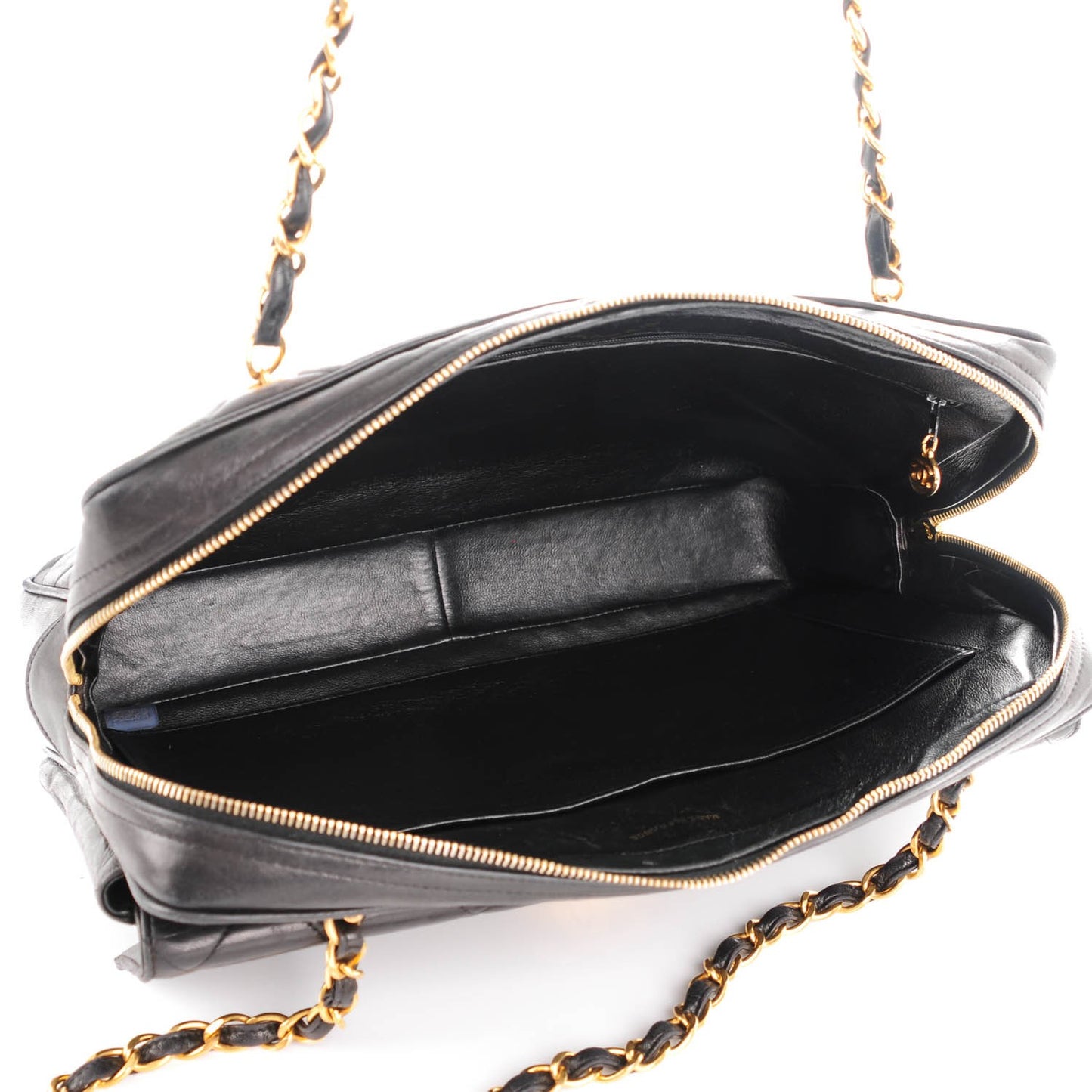 Lambskin Quilted Flap Camera Case Black