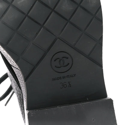 Chanel Shiny Calfskin Pearl Lace Up Combat Short Boots 36.5 Black 6 of 9